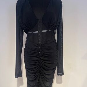 Fashion Nova Black Ruched Jumpsuit